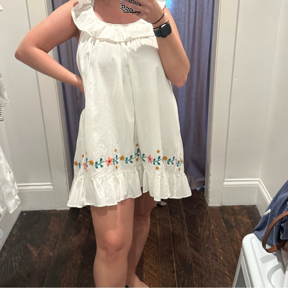 Floral Embroidered White Dress